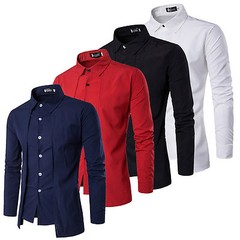 Men Luxury Formal Shirt Long Sleeve Slim Business Casual Dress Suit Shirts Tops