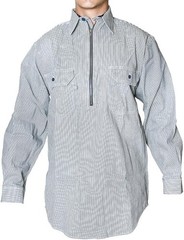 Turtles Egg Men’s Hickory Logger Shirt, Half Zip, Long Sleeve, 100% Cotton Shirt