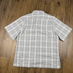 Scottevest Shirt Mens M Gray Plaid Lightweight Pockets Hidden Zip Concealed