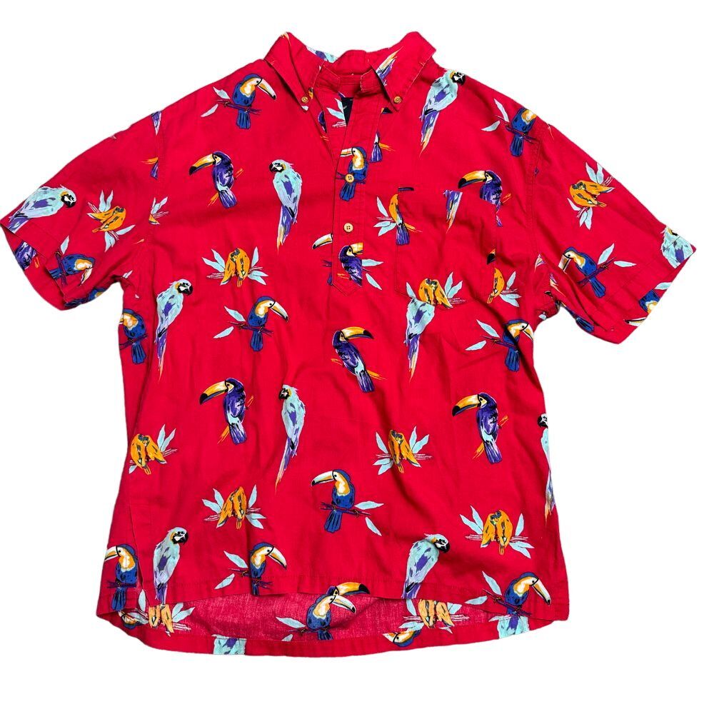 Chubbies The Nutter Men’s Size Medium Red Parrot Short Sleeve Aloha Shirt USA