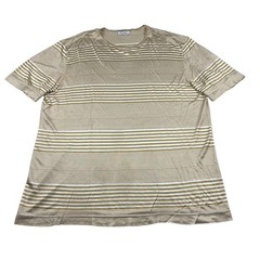 Pal Zileri Men’s Performance Lightweight S/S T-Shirt Brown Stripe • Italy • XL