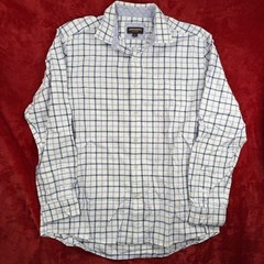 Johnston & Murphy Men’s XL Casual Button-Down Shirt Long Sleeve Plaid Blue