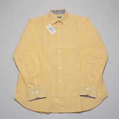 Taccaliti NWT Dress Shirt Size 42 16.5 in Yellow & White Stripes 100% Cotton