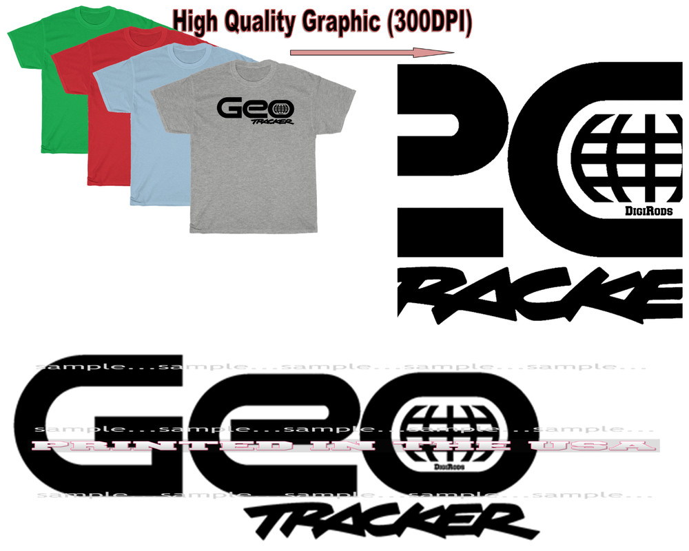Geo Tracker Rare Fun Mini SUV Model Logo DigiRods / Koolart T Shirt – 4 Colors