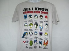 All I Know I Learned From Comics DC Comic Gray T-Shirt Men’s Sizes S & L New