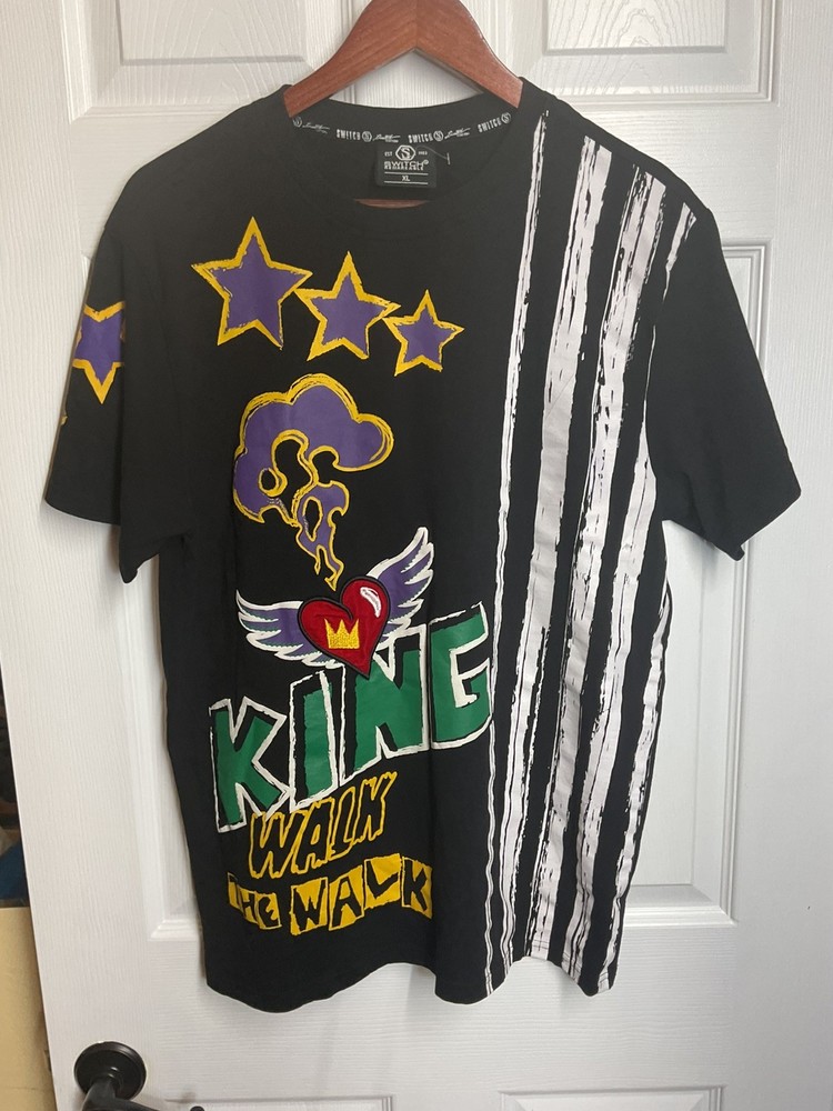 SWITCH REMARKABLE BLACK TEE GRAPHICS “KING WALK THE WALK” SIZE X/L