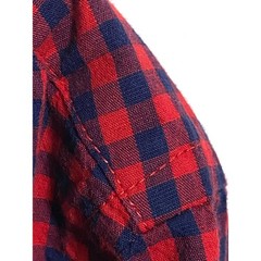 Old Navy Red Blue Gingham Check Button Everyday Shirt LS Slim Fit Mens M Preppy