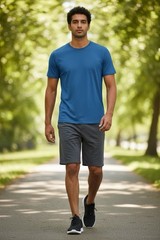 Lands End Men’s Blue Performance Crew Neck T Shirt Size XL