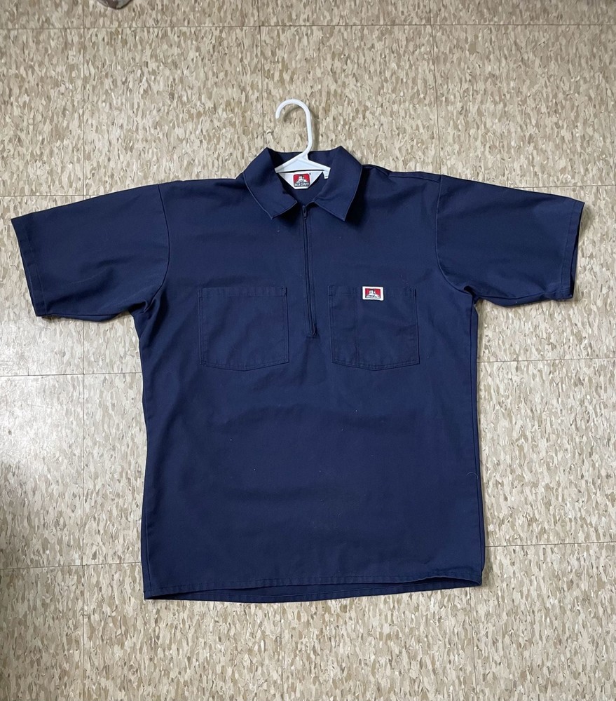 Ben Davis Men’s Short Sleeve Solid Half Zip Work Shirt – Navy