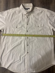 Croft & Barrow Mens Button-Down Long Sleeve Shirt Cream Khaki Chino Size LT