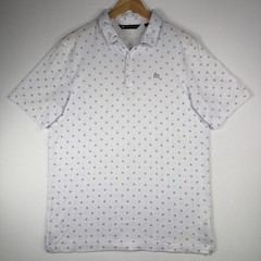 Travis Mathew Polo Shirt Mens Large White Geometric AOP Performance Stretch Golf