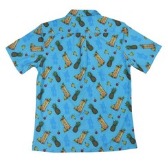 Shinesty Captain Morgan Blue Button Up Shirt Mens Medium Tropical Pineapple NWT