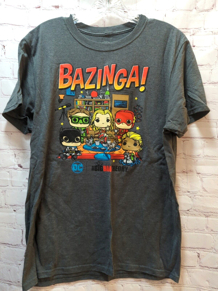 Funko POP! Bazinga Big Bang Theory in superhero costumes Men’s t-shirt M Medium