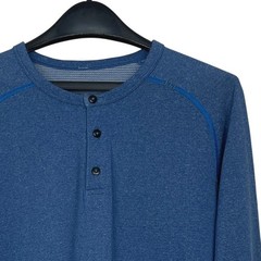 Lululemon METAL VENT TECH Henley Long Sleeve Mens M Blue Athletic Shirt Seamless