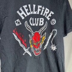Netflix Stranger Things Hellfire Club Graphic Cotton T-Shirt Black Mens Medium