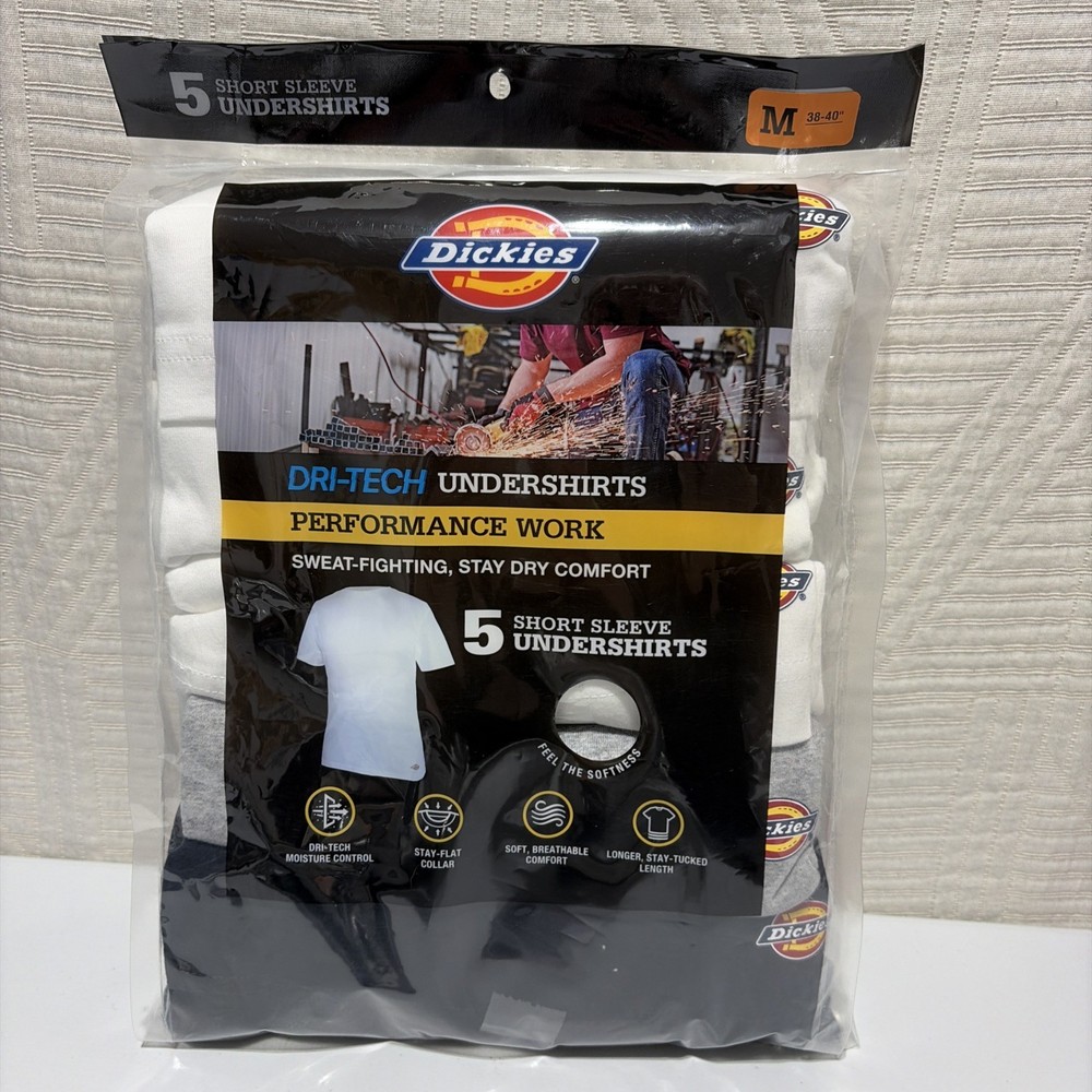 Dickies Dri Tech Performance Work 5 Short Sleeve Undershirts Size M New Colors