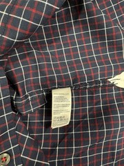 Tommy Hillfiger Men’s Medium Button Down Shirt Navy Red plaid Stretch Cotton