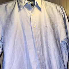 Vintage Ralph Lauren Men’s Classic Fit Cotton Solid Blue Dress Shirt 16.5 36/37