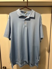 Peter Millar Men Solid Blue CBLU Summer Comfort Performance Golf Polo Shirt XL