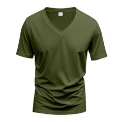 Summer solid color V-neck undershirt men’s short sleeve crew neck fashion top