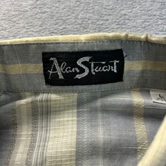 Alan Stuart Banded Bottom Shirt Mens Large Blue Plaid Short Sleeve Button Down
