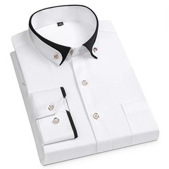Mens Dress Shirts Formal No Ironing Elastic Long Sleeves Business Casual Shirts