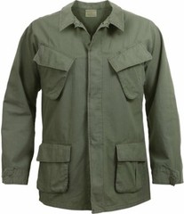Olive Drab Vintage Vietnam Military 100% Cotton Rip-Stop Fatigue Shirt