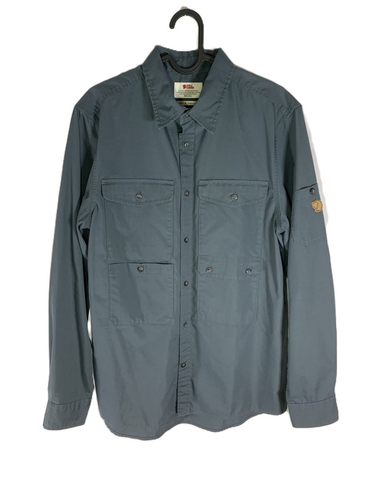 Fjallraven Mens Shirt Small Blue Hiking Ovik Shade Pocket Tech Outdoor Walking