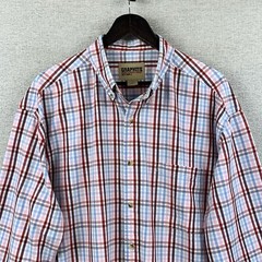 GRAPHITE Button Down Shirt Mens Extra Large White Rust Brown Blue Check Plaid LS