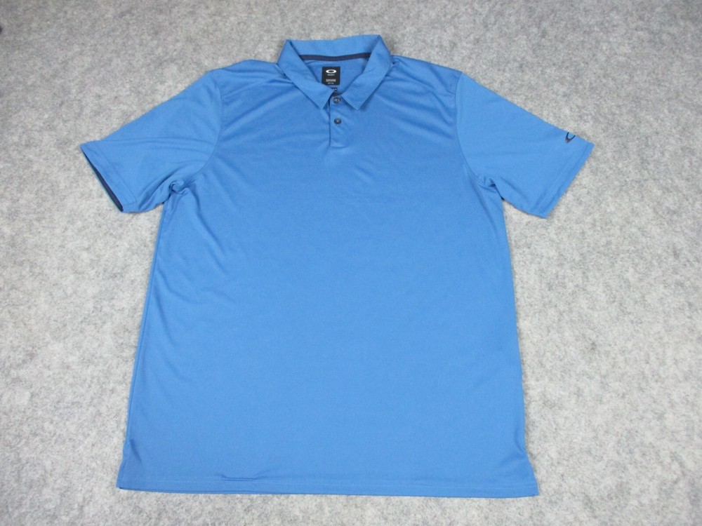 Oakley Polo Shirt Mens 2XL XXL W48in Light Blue Golf Logo Outdoor Adult Active