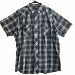 Wrangler Men’s SS Plaid Western Shirt Size XLT, Green, SS, Pearl Snaps Button Up