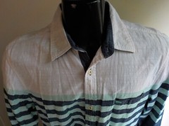 BUFFALO David Bitton Multi Stripes LS Button Front Shirt Blue/Turquoise/White LG