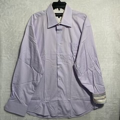 Michael Brandon Mens Button Shirt Solid Purple XL Cotton Long Sleeve Collar