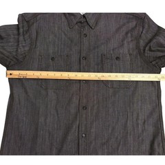 Gustin Denim Chambray Workshirt Men 2XL Dark Oak Gray Cotton Italy Made in USA