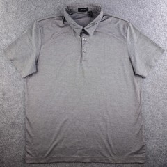 Theory Polo Mens XL Gray Solid Short Sleeve Pima Cotton Polyester