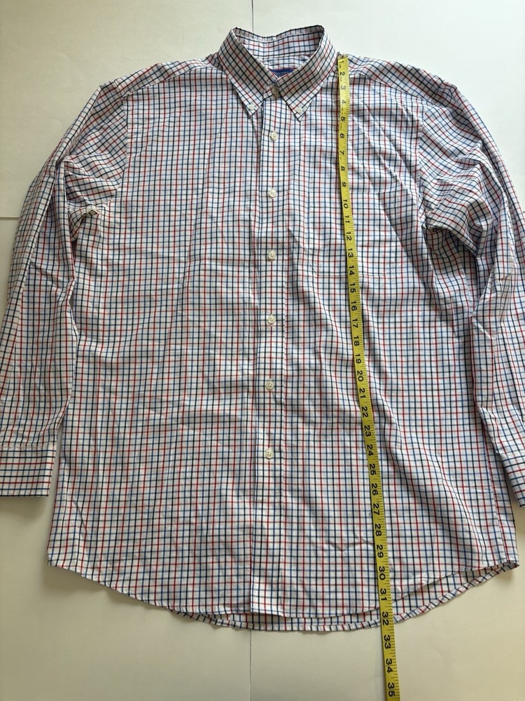 Pendleton Men’s Large Plaid Button Front Shirt Red Blue White Cotton L