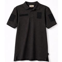 Hazard 4 Mens Tactical Polo Shirt Black Short Sleeve Patch Panels Pique Knit