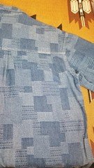 Plaid Patchwork Amekaji Workwear Ametora Japanese Sashiko LS Blue Denim Shirt