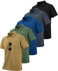 ZITY 5 Pack Polo Shirts for Men with Pocket Dry Quickly Short Sleeve Athletic…