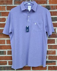 Johnnie-O Men’s Medium Heathered Periwinkle Original Polo Shirt Cotton Stretch