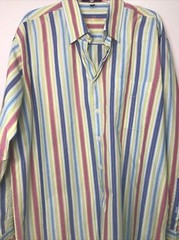 Alan Flusser Striped Button Down Men’s Cotton Shirt Dress or Casual Colorful XL