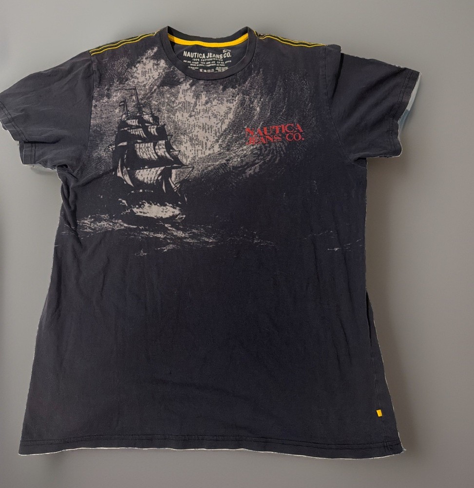 Y2K Nautica Jeans Co. Shirt Affliction Tapout MMA Elite Style Dark Blue Xl