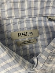 Kenneth Cole Quick Dry Performance Dress Shirt BLUE LARGE 16-16.5 32/33 PLAID
