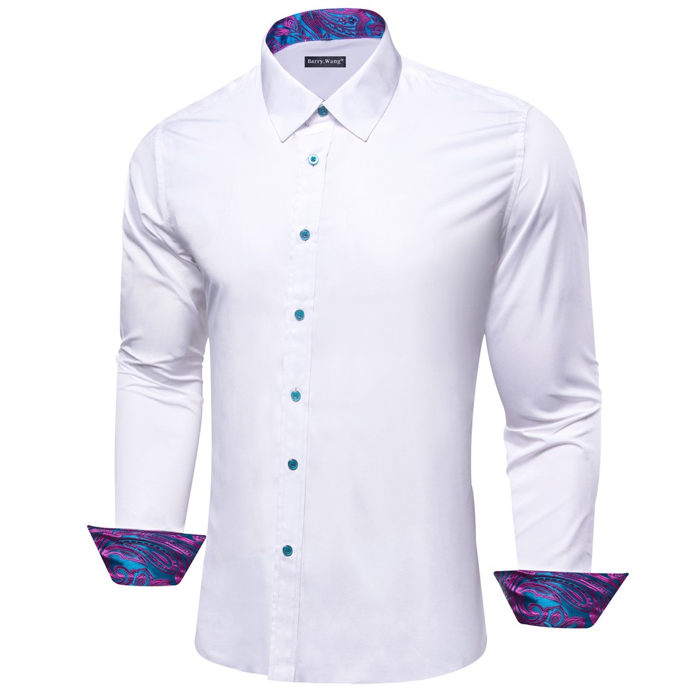 Men’s Paisley Long Sleeve Dress Shirt – Vintage Retro Button Down for Casual