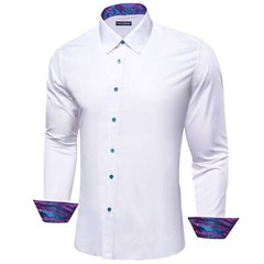 Men’s Striped Paisley Long Sleeve Shirt – Thin Line Pattern Casual Button Down