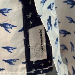 Paper Denim & Cloth Mens 3X Sea Turtle Print Peached Poplin Shirt White Blue NEW