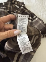 Reiss | Men’s Large | Cortez Brown Check Plaid Wool Overshirt Flannel | Snap