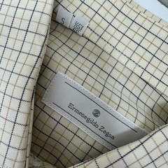 Ermenegildo Zegna Men Shirt Size 39 15.5 Small S Made In Spain Ivory Beige