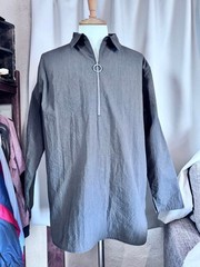 NOT CONVENTIONAL Half-Zip Pullover Shirt Black Size FREE