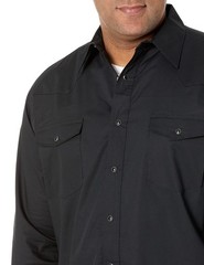 WranglermensSport Western Basic Two Pocket Long Sleeve Snap Shirt Black